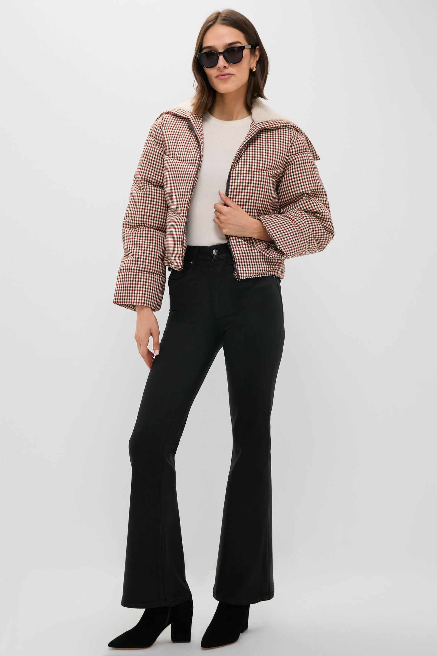 Black Coated High Rise Gigi Skinny Flare