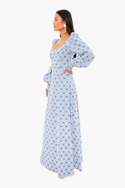Blue Diamond Toile Elliot Maxi Dress