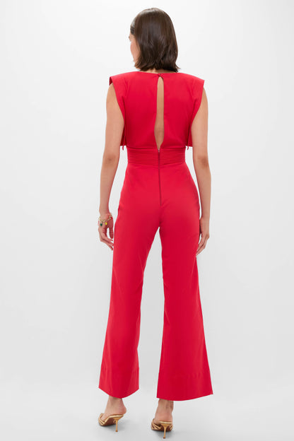 Red Lienzo Abierto Jumpsuit