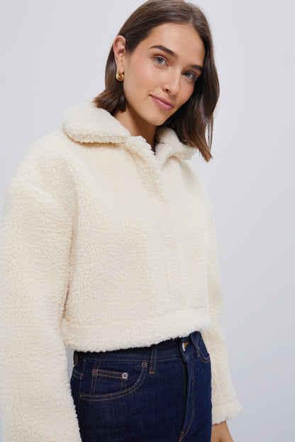 Cream Sherpa Sara Crop Jacket