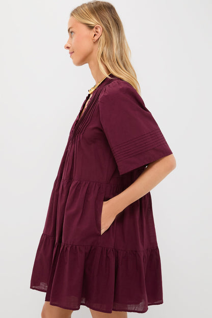 Exclusive Burgundy Anise Short Sleeve Dress