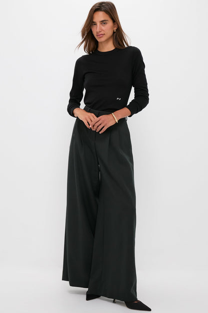 Black Cashmere Silk Long Sleeve Katie Tee