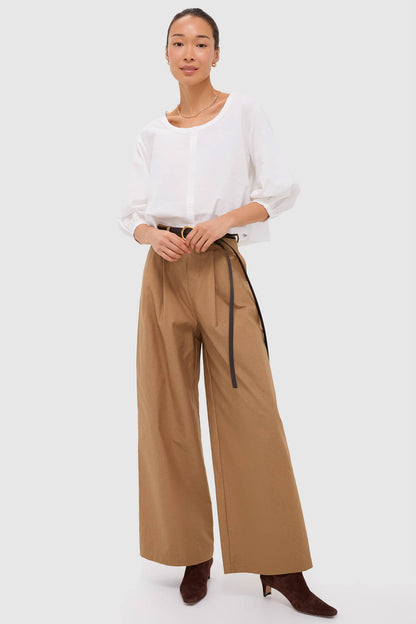 Umber Slubby Cotton Atelier Pleated Pant 2
