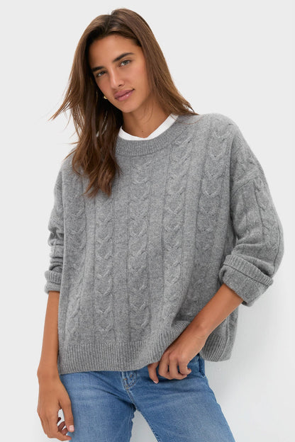 Shadow Gray Cashmere Eloise Cable Knit Sweater