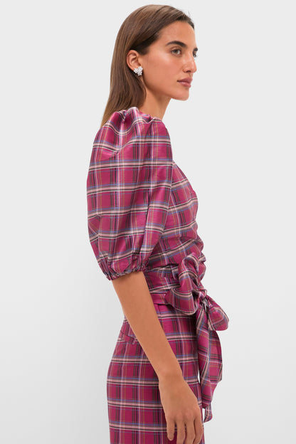 Berry Tartan Scarlett Wrap Top