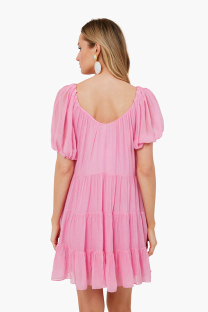 Flamingo Pink Tiered Dress