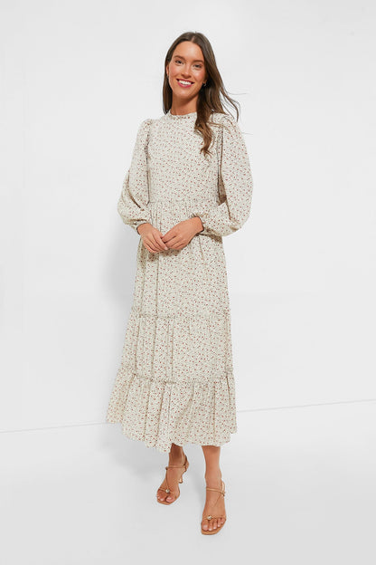 Cream Floral Jesse Midi Dress