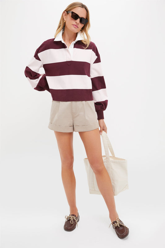 Pink and Winetasting Stripe Swiftie Rugby Polo