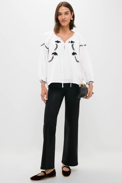 Black Coated Mid Rise Column Jean