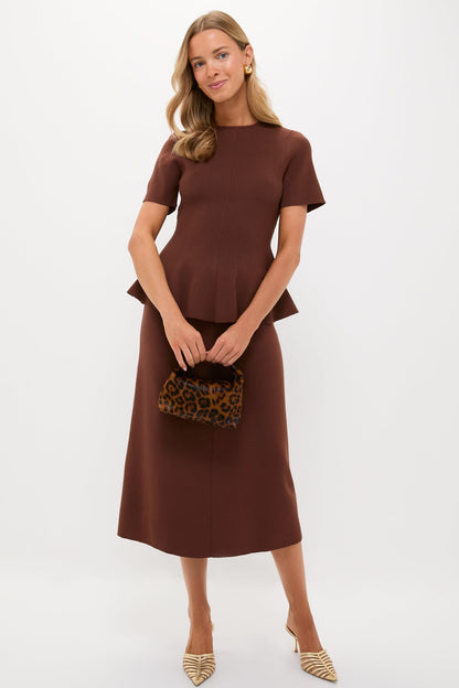Chocolate Brown Knit Philomena Midi Skirt