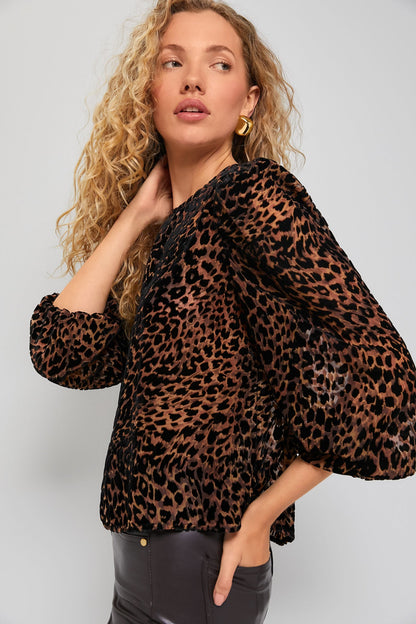 Leopard Velvet Burnout Carmen Blouse