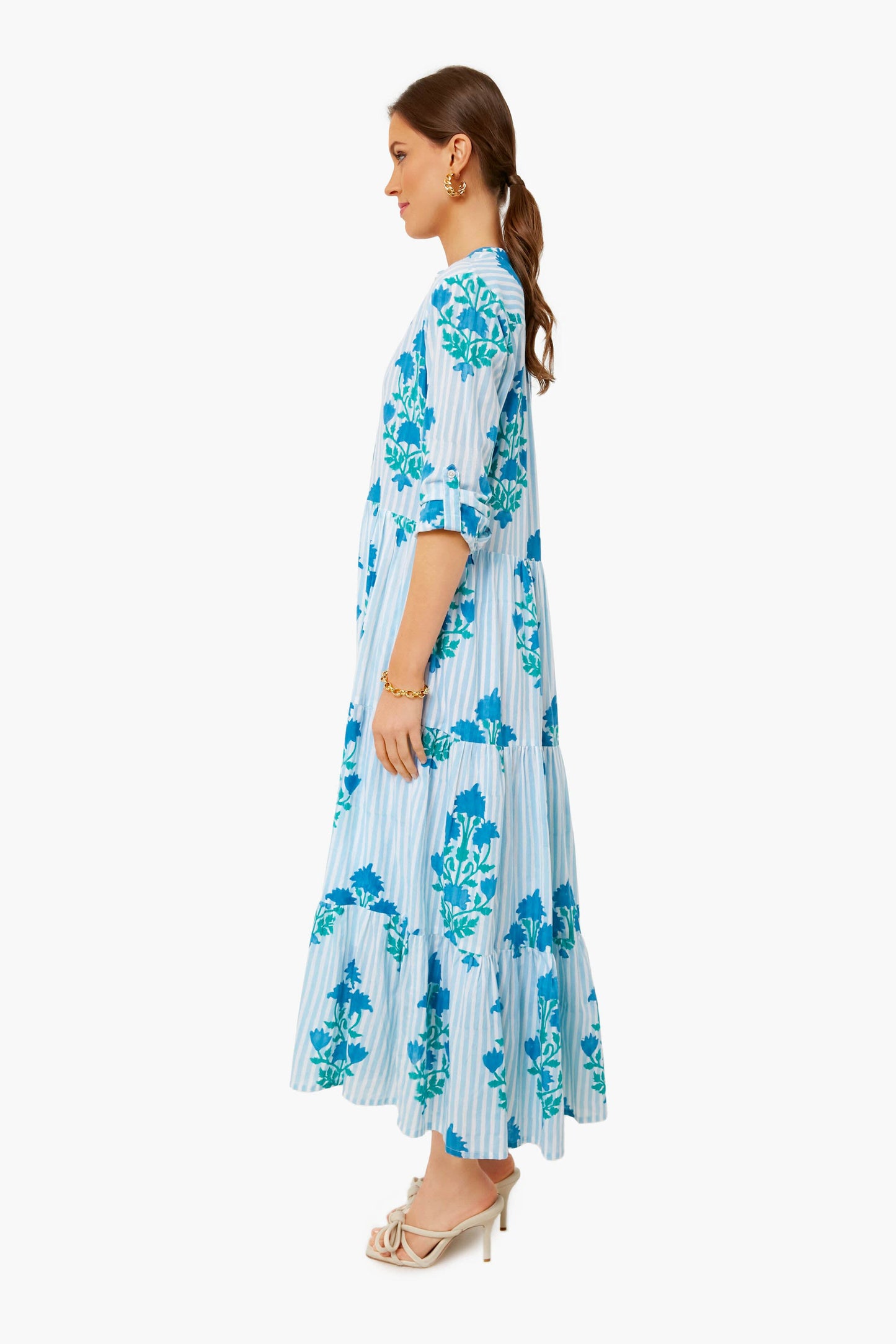 Jaipur Blue Stripe Mandarin Dress