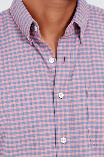 Blue Rose Gingham Stretch Oxford Shirt