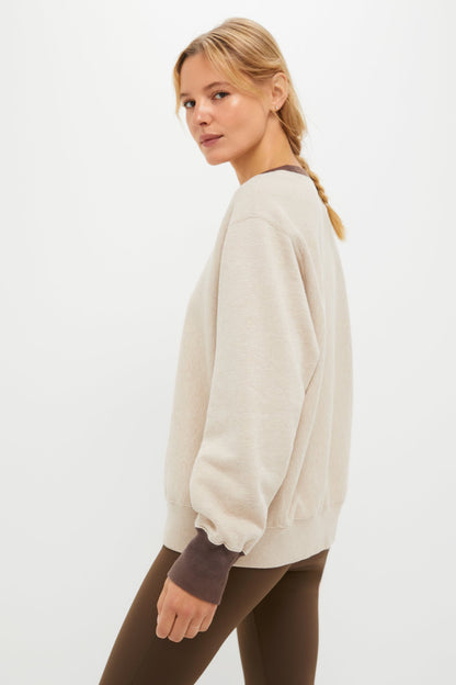 Heather Sandstone and Brown 100% Cotton Kolar Crewneck Sweatshirt