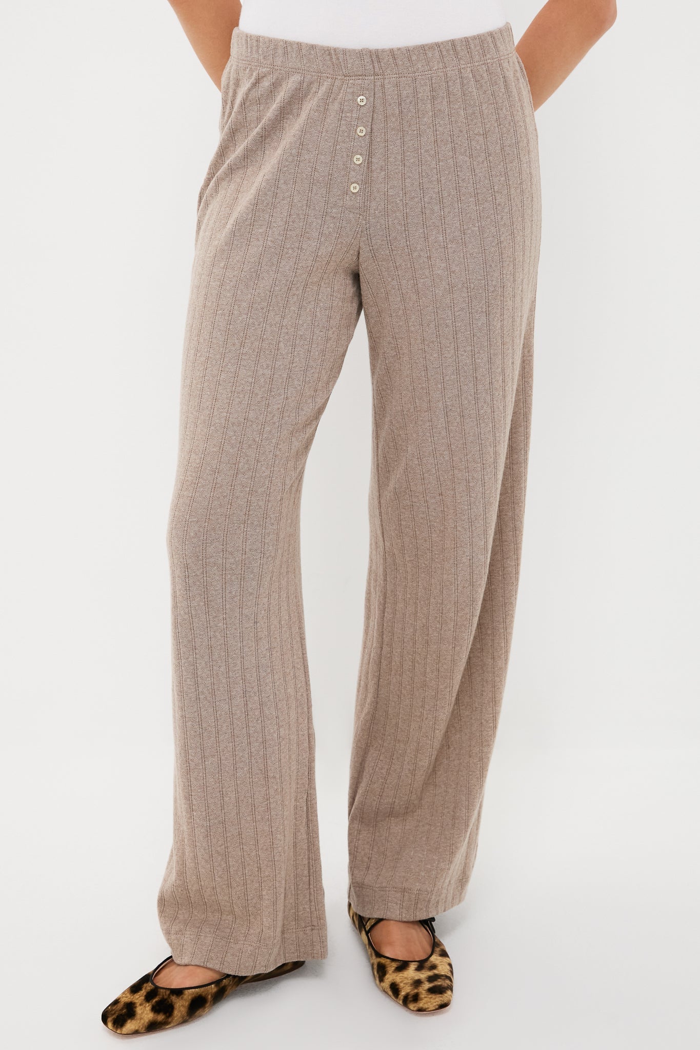 Beige Melange Pointelle Boxer Pants