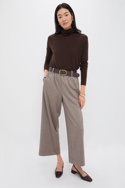 Brown Plaid Cropped Flare Carlton Pants
