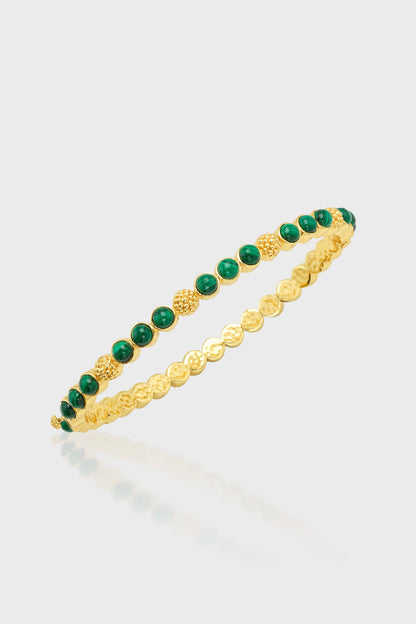 Berry Gem Petite Hinged Bangle - Malachite