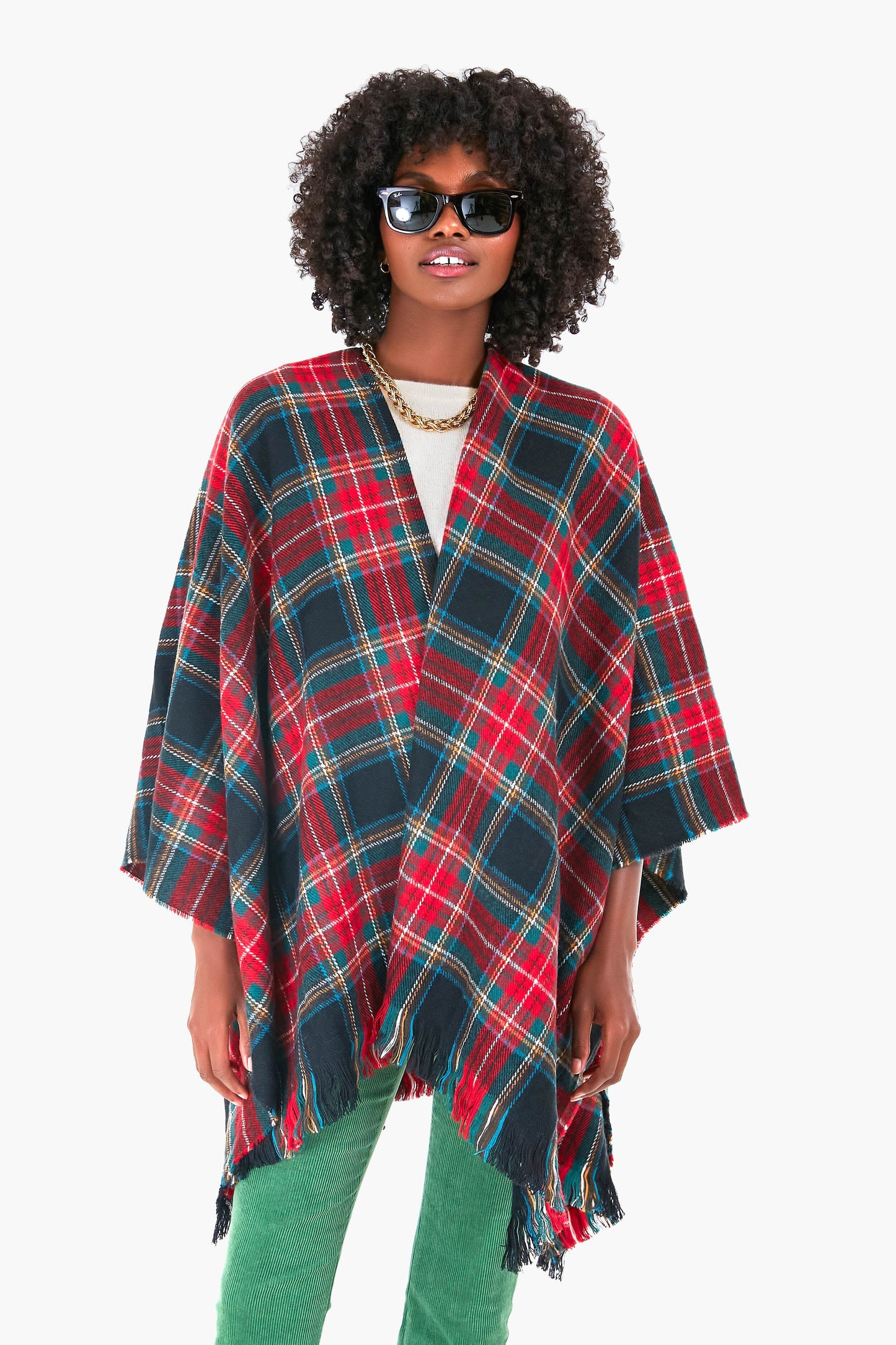 Exclusive Black Tartan Ruana Poncho