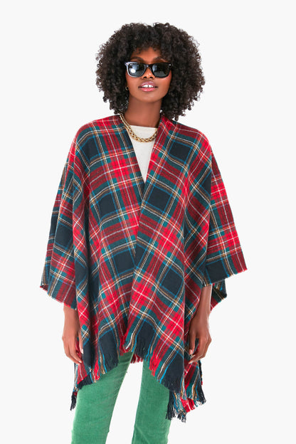 Exclusive Black Tartan Ruana Poncho