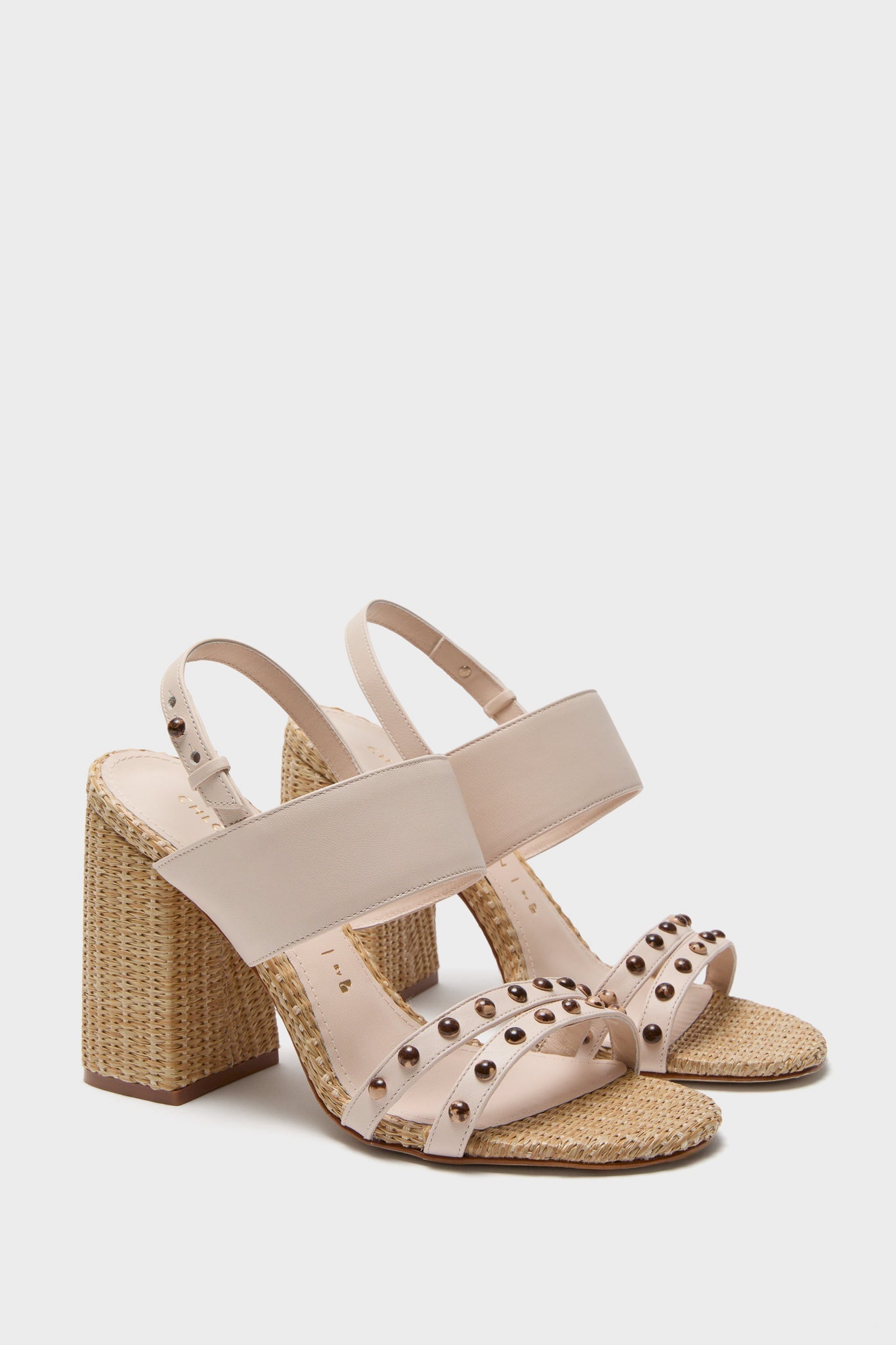 Larroude x Chloe Gosselin Puff Cream and Natural Raffia Margot Sandals