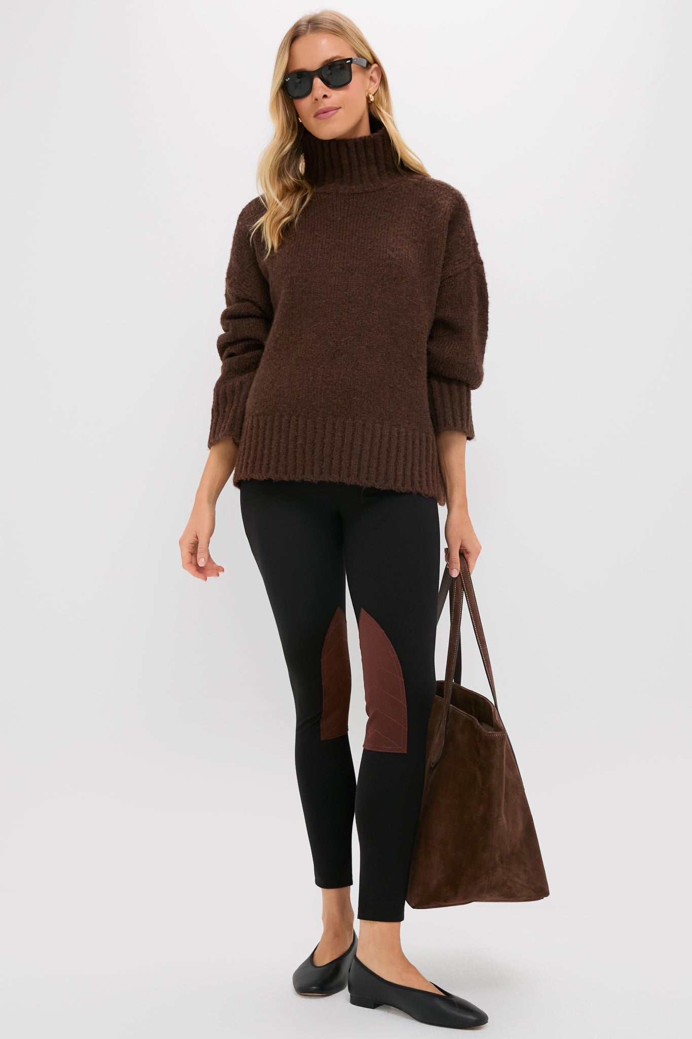 Black Suede Patch Hughes Riding Legging