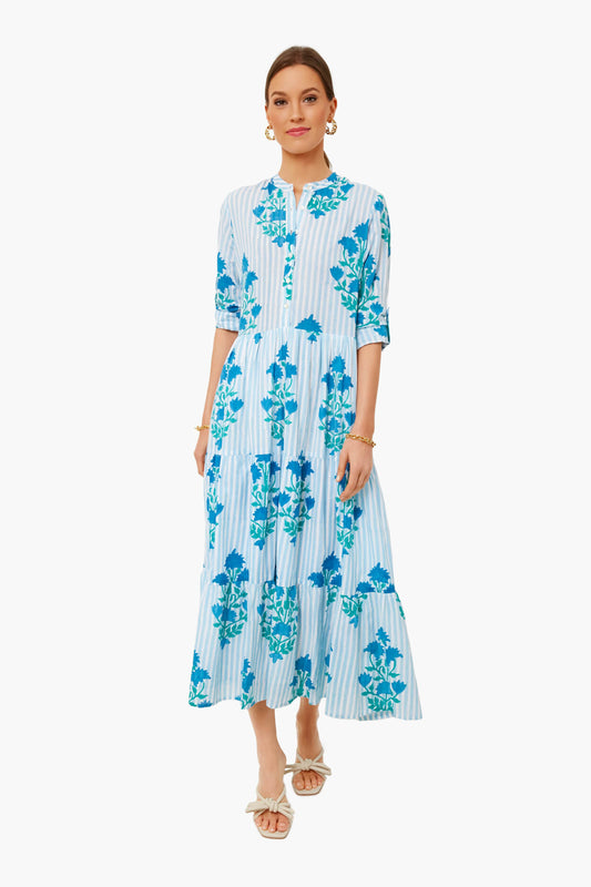 Jaipur Blue Stripe Mandarin Dress