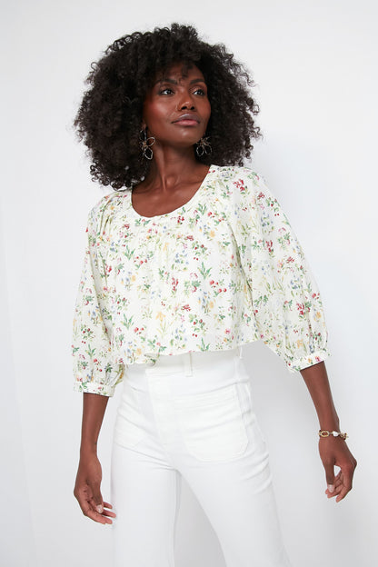 Pastel Bouquet Floral Crop Ruthie Blouse
