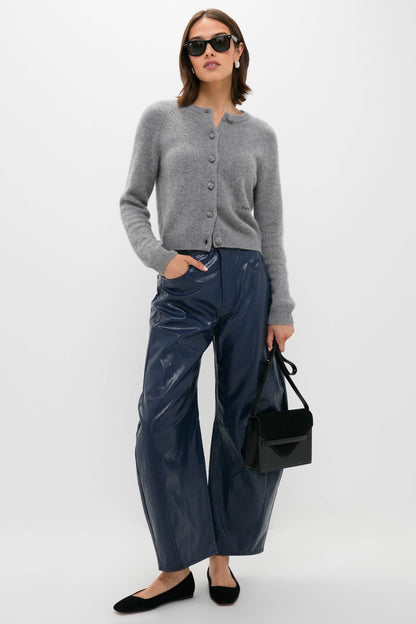 Dark Navy Faux Leather Mabel Pant