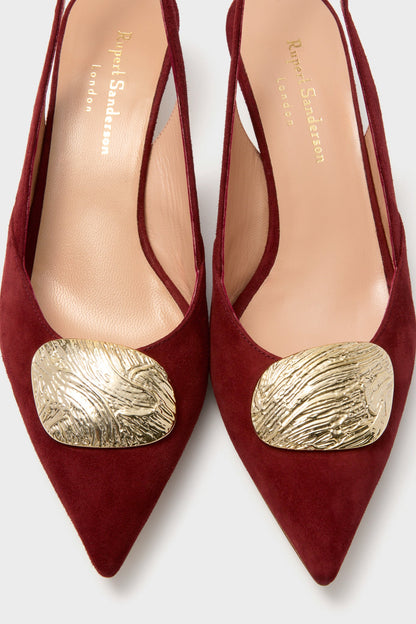 Merlot with Gold Mistly Slingback Heels