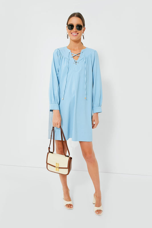 Blue Tie Front Robbie Dress