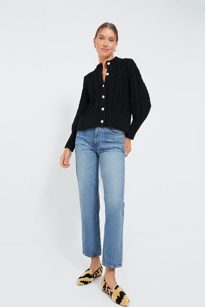 Black Cotton Collins Cardigan