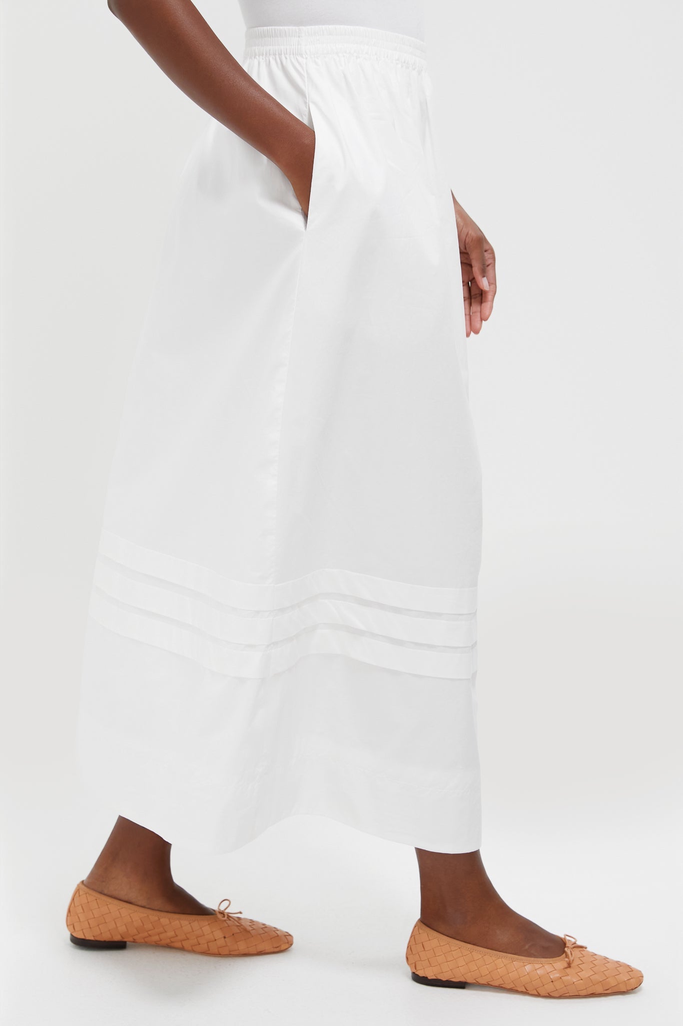 Ivory Pintuck Solstice Midi Skirt