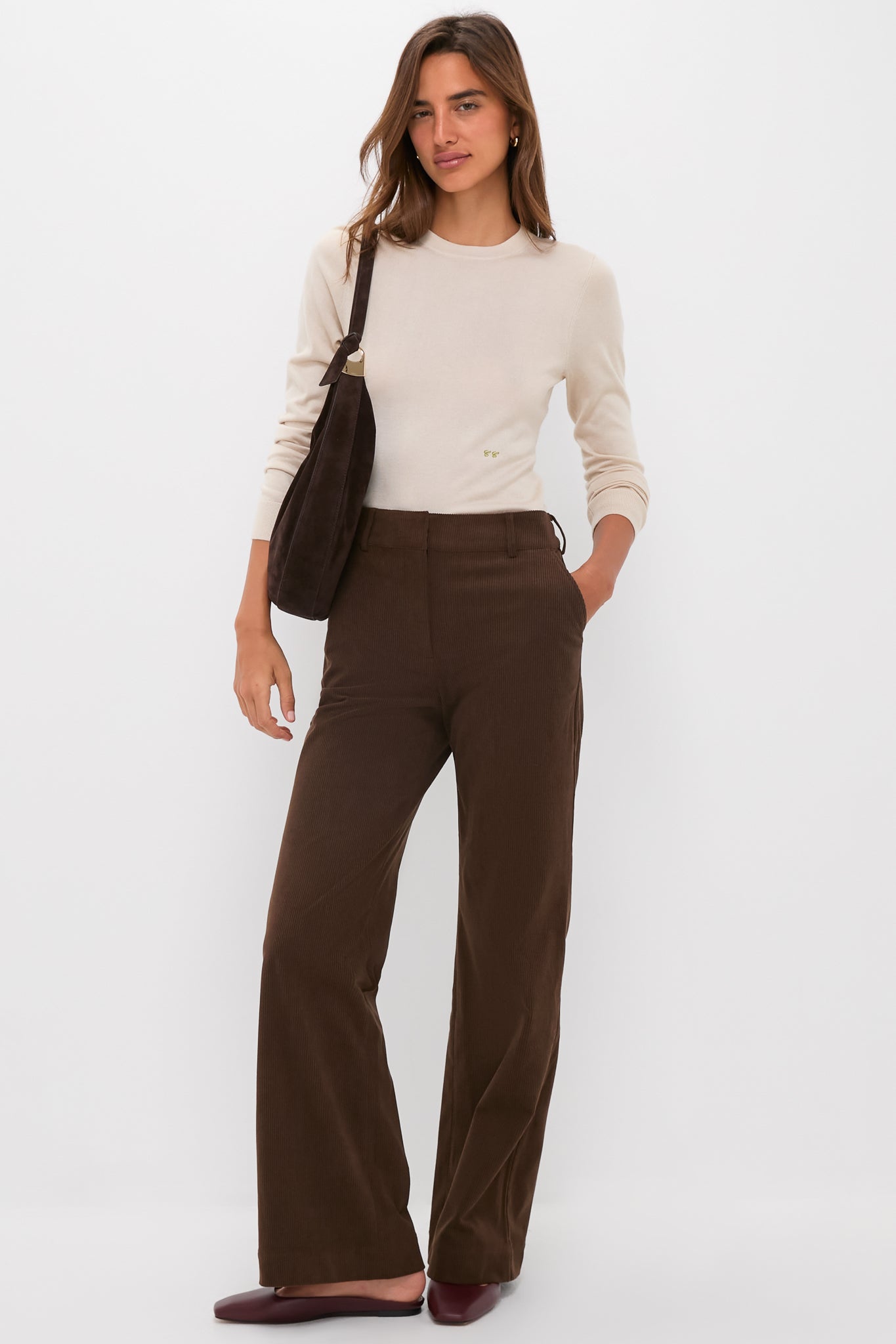 Sandstone Cashmere Silk Long Sleeve Katie Tee