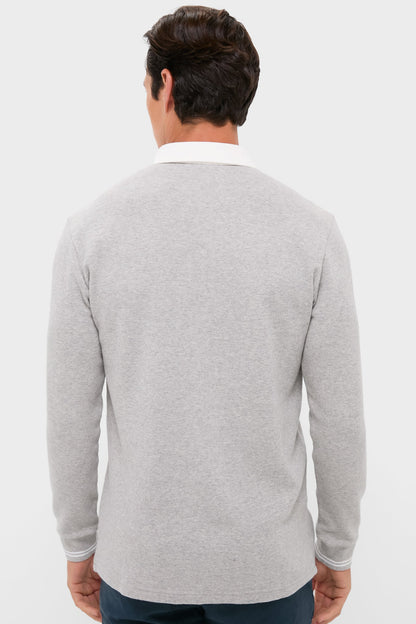 Heather Grey Waffle Rugby Polo