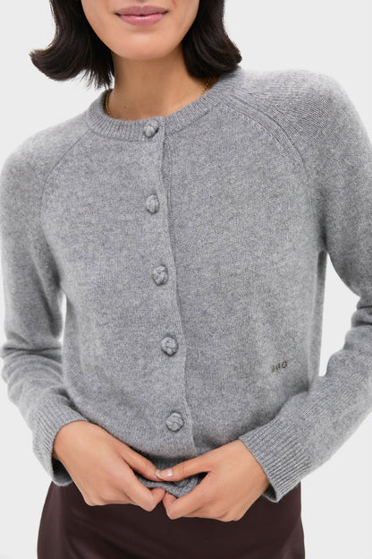 Gray Knot Button Cashmere Cardigan