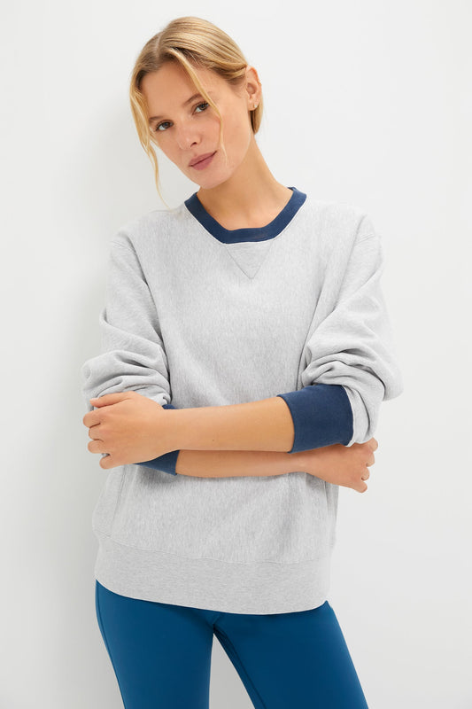 Heather Gray and Navy 100% Cotton Kolar Crewneck Sweatshirt