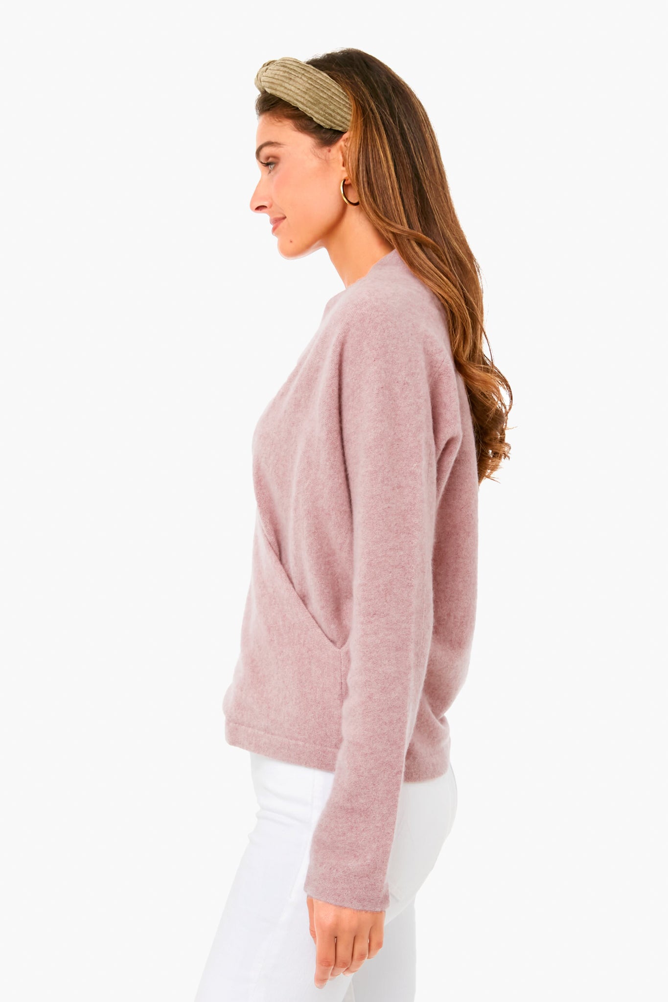 Pink Shell Wrap Front Pullover