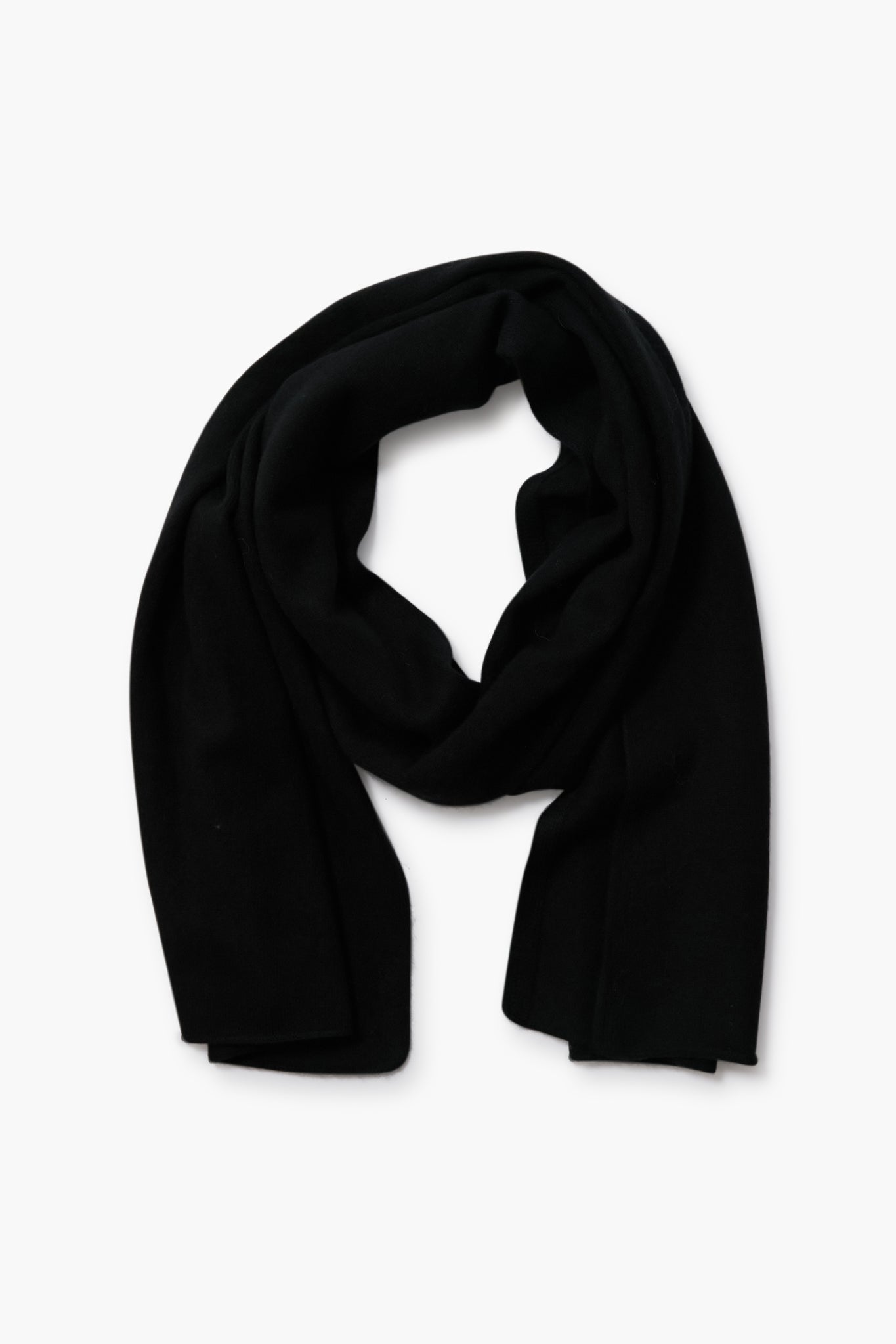 Black Boiled Cashmere Clean Edge Knit Scarf