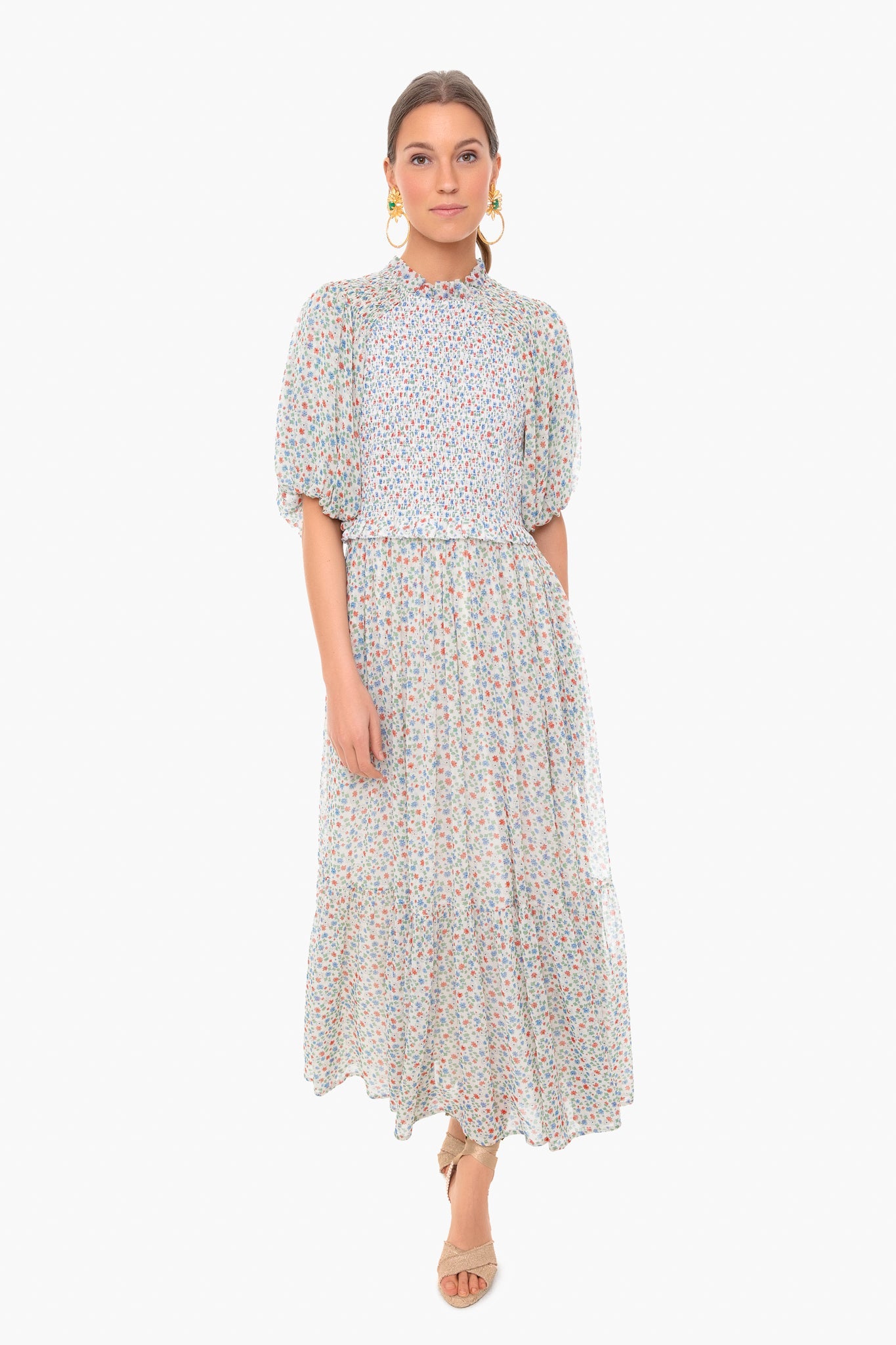 Multi Bubbie Ditsy Bubble Sleeve Maxi