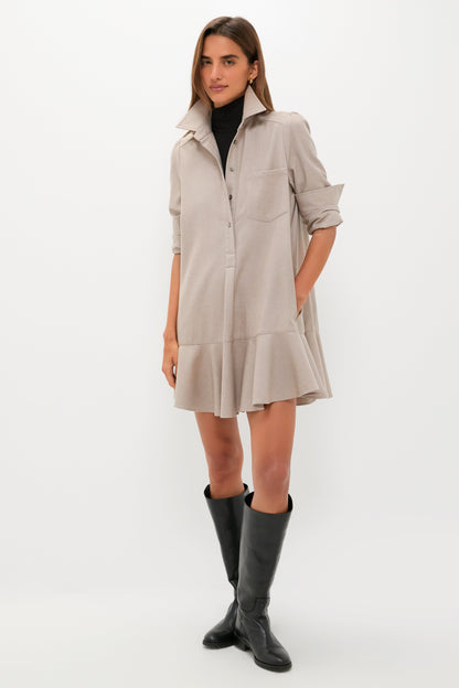 Taupe Brushed Wool Callahan Shirt Dress