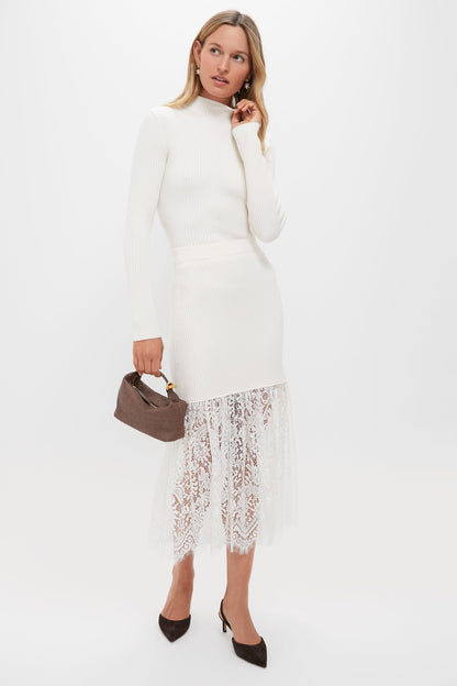 Cream Knit Kori Lace Midi Skirt