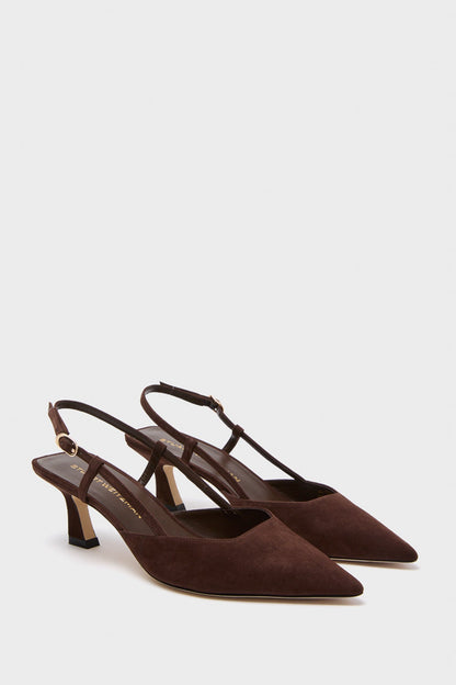 Walnut Patent 50 Vinnie Slingback Heels