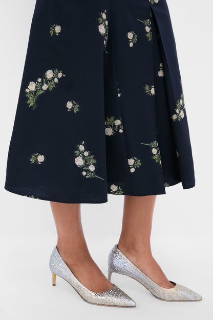 Midnight Blue Pencil Midi Skirt
