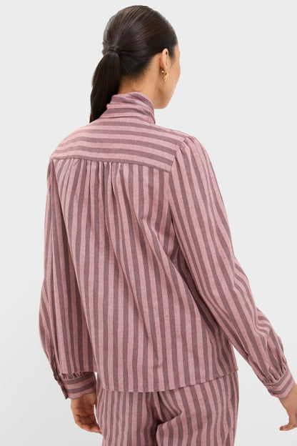 Mauve Stripe Brianna Bow Blouse