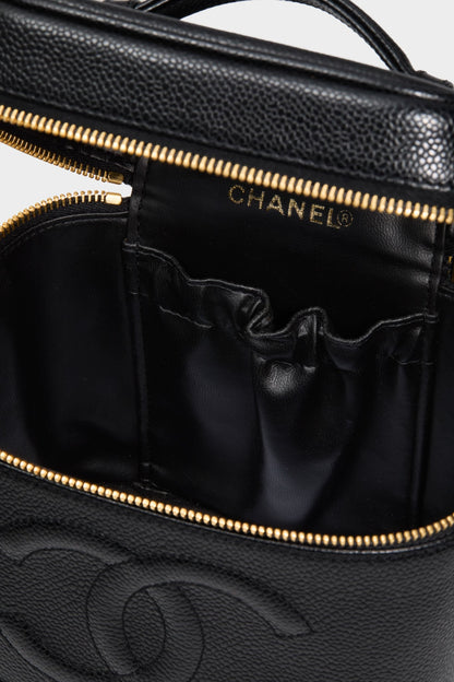 CHANEL Black Coco Mark Hand Vanity Bag