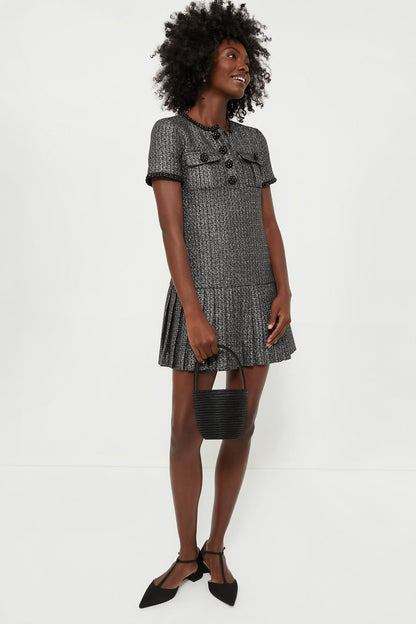 Black Metallic Boucle Mini Dress