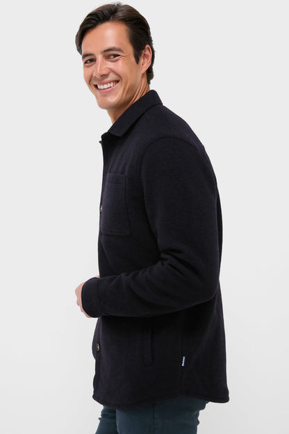 Navy Marl Marlow Tailored Wool Blend Overshirt