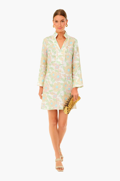 Retro Floral Long Sleeve Classic Tunic Dress