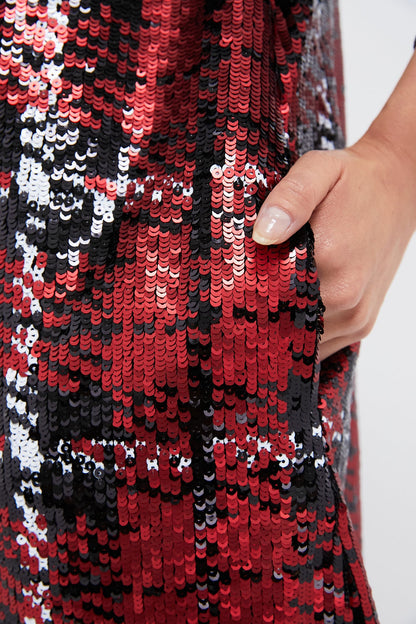 Red Sequin Pierre Dress