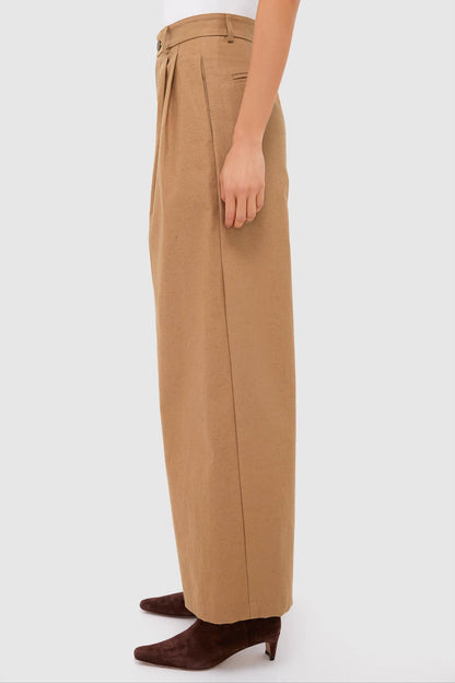 Umber Slubby Cotton Atelier Pleated Pant 2